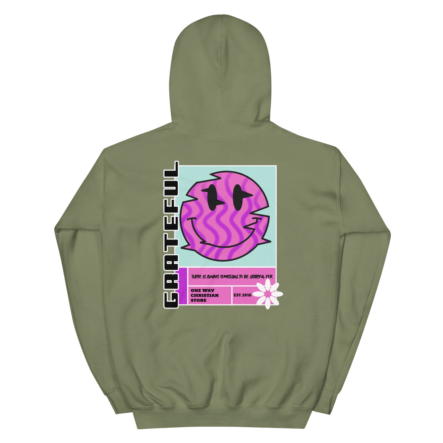 Christian hoodie | Grateful | Military green